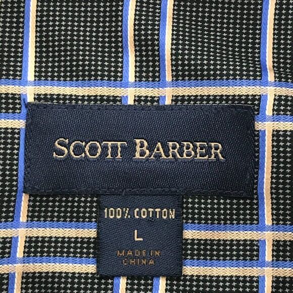 Scott Barber Long Sleeve Button Up Shirt Men's Large Plaid 100% Cotton Casual - Picture 9 of 10